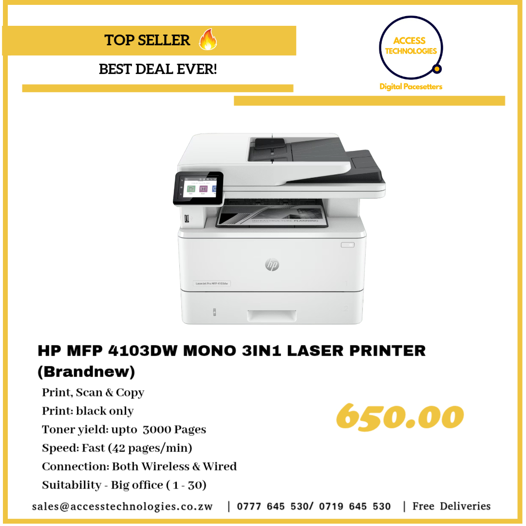 BRANDNEW HP 4103DW FAST LASERJET PRINTER (BLACK ONLY)